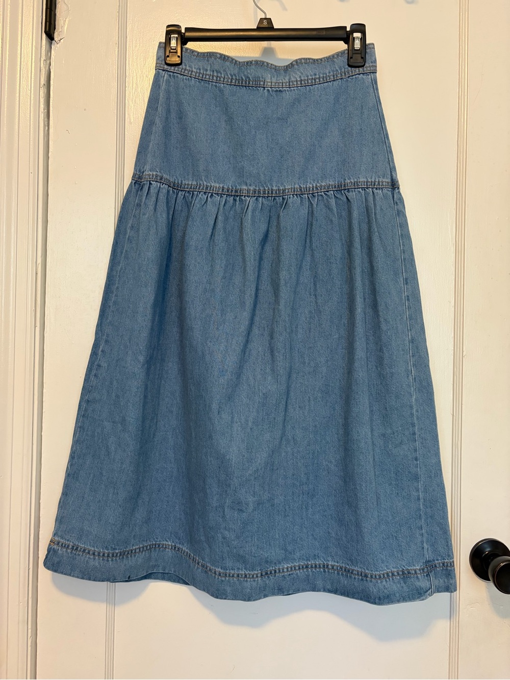 Blue Denim High-Waist Midi Skirt - Picture 4 of 6
